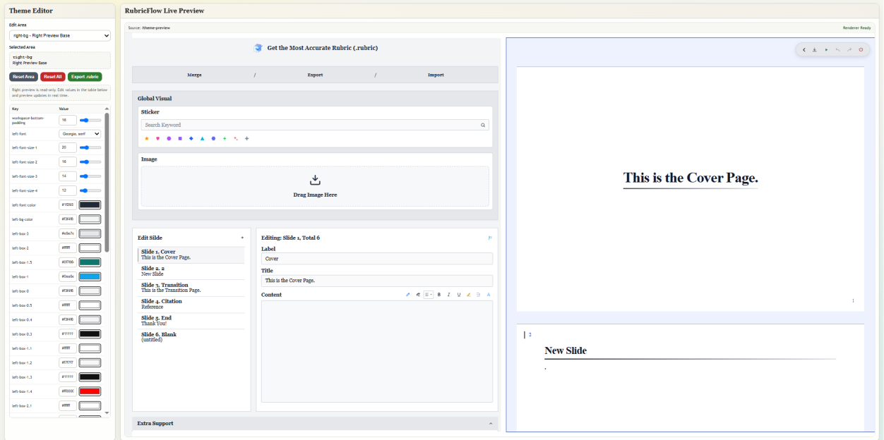 Separate theme editor for generating the .rubric format